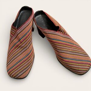 Colorful Stretch Fabric Mules Size 10 Rainbow Stripe Comfort Sole Vivanz Brand